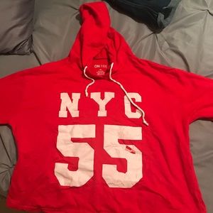 short hooded long sleeve shirt